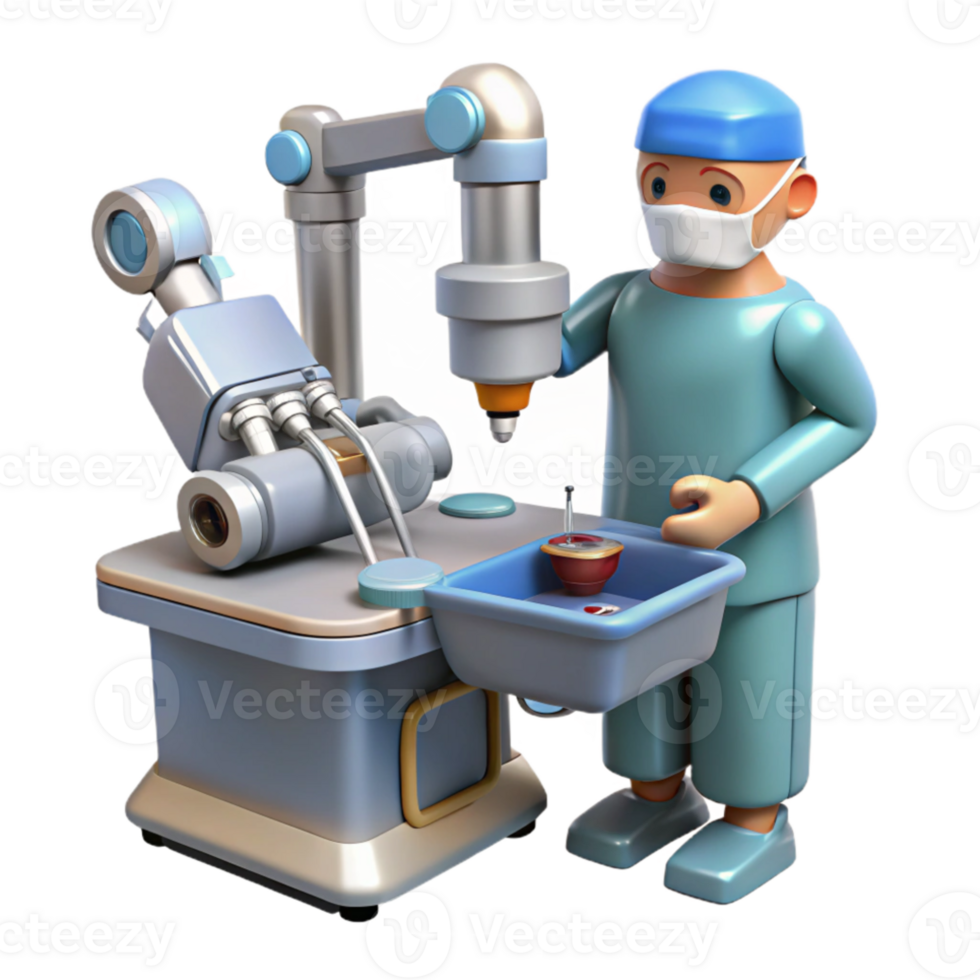 magnificent minimalist A robotic surgeon performing an operation, precise movements, medical technology theme original png