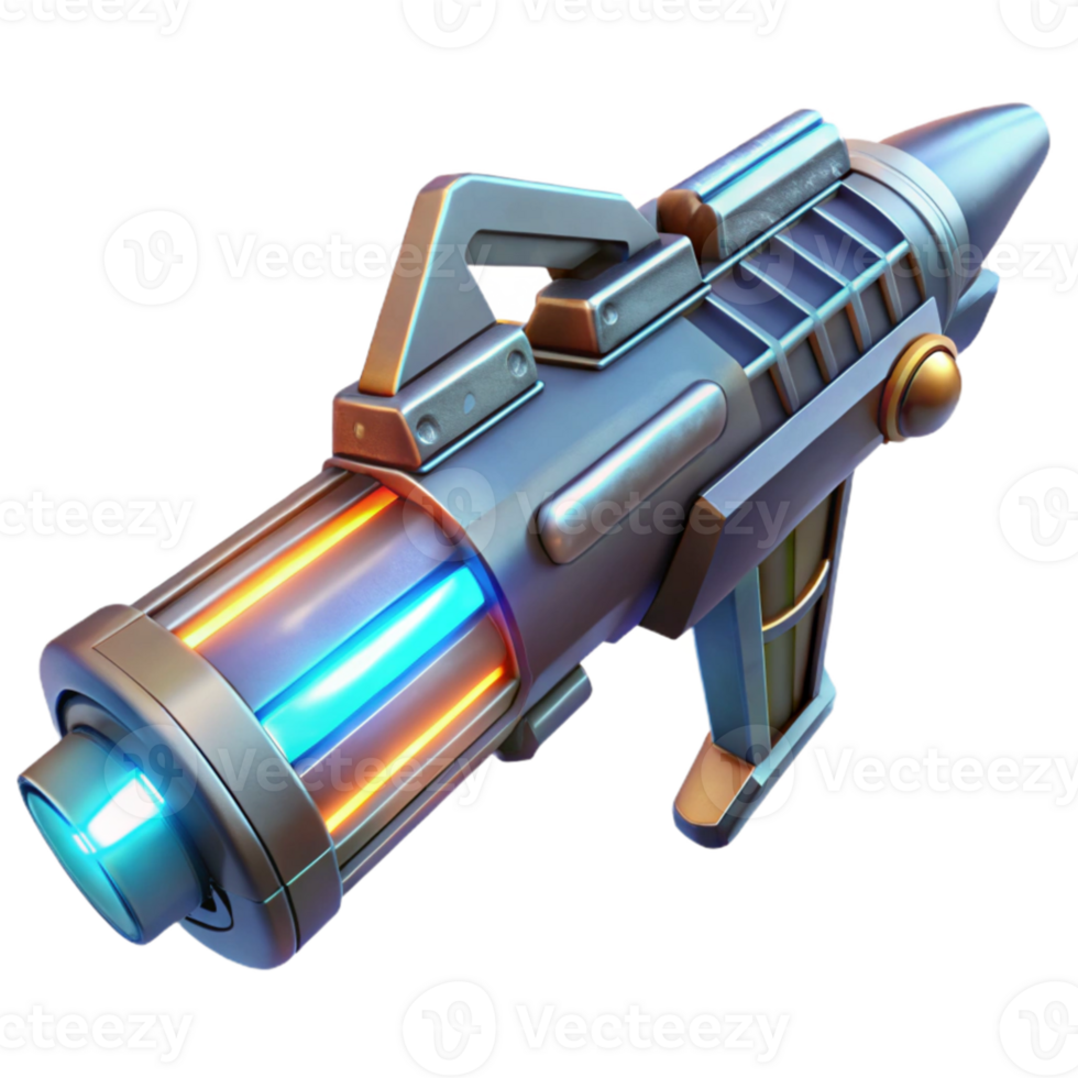 magnificent vintage A futuristic weapon with glowing energy, sleek design, science fiction style original png