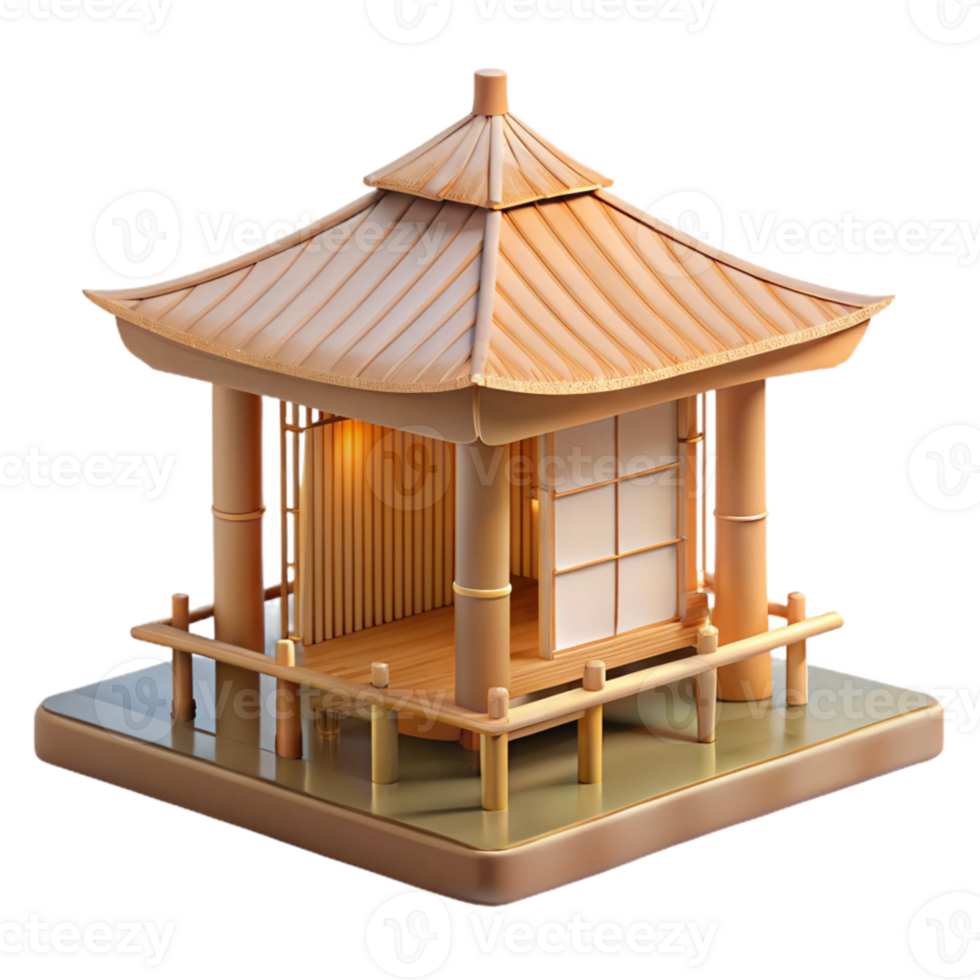 dramatic minimalist Japanese tea house made of bamboo and paper, soft natural light, minimalist aesthetic, serene atmosphere high resolution png