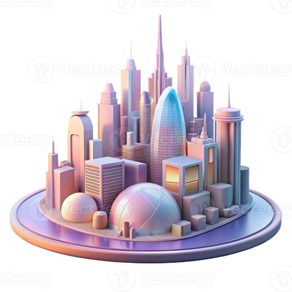 elegant classic A futuristic cityscape at dawn, soft pastel colors, peaceful atmosphere, utopian design premium png
