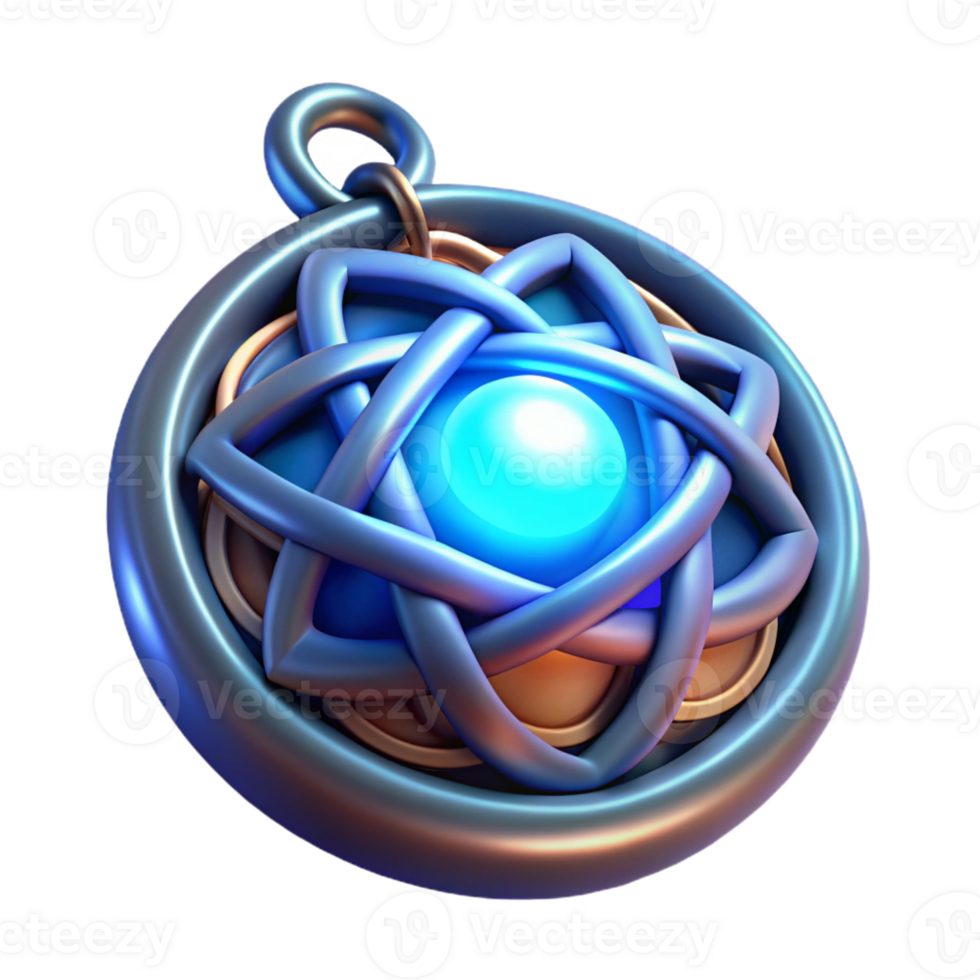 serene traditional A mystical amulet with intricate Celtic knotwork, glowing with a soft blue light, soft lighting, fantasy art style original png