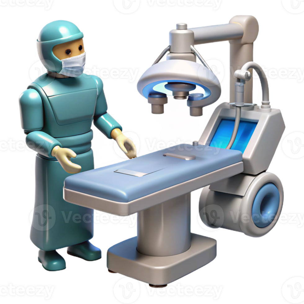 wonderful modern A robotic surgeon performing a complex operation, medical illustration, sterile lighting, realistic rendering high resolution png