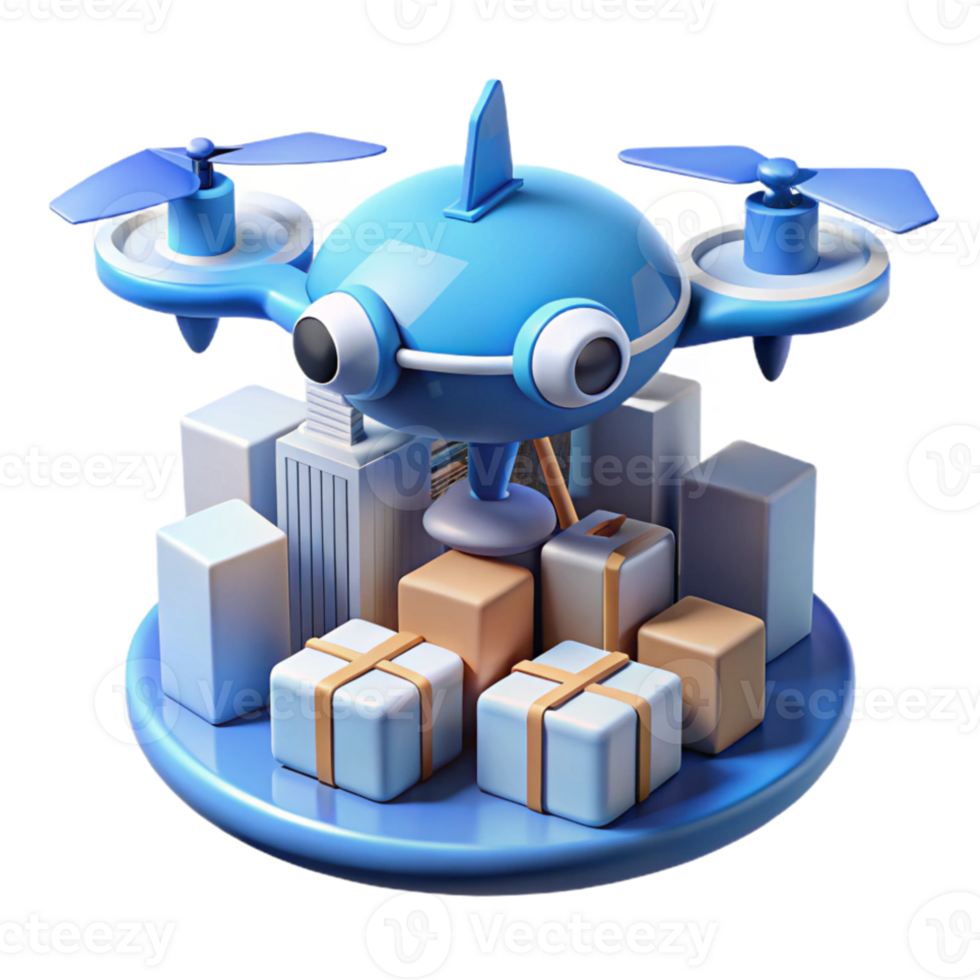 vibrant abstract A drone delivering a package in a futuristic city, sleek aerodynamic design, soft blue and white hues, futuristic style original png