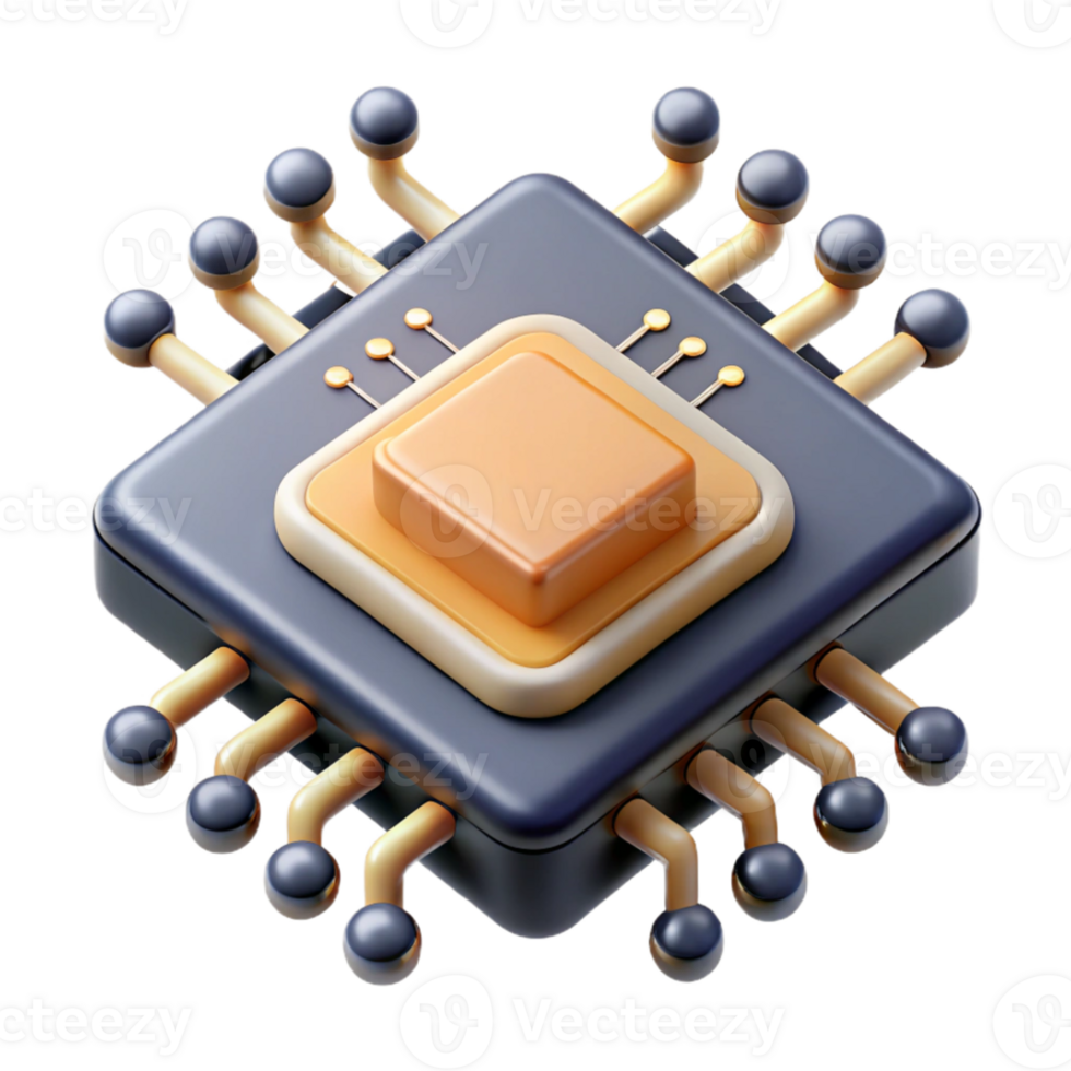 elegant modern A single microchip viewed under an electron microscope, displaying intricate pathways and transistors, scientific visualization style genuine png