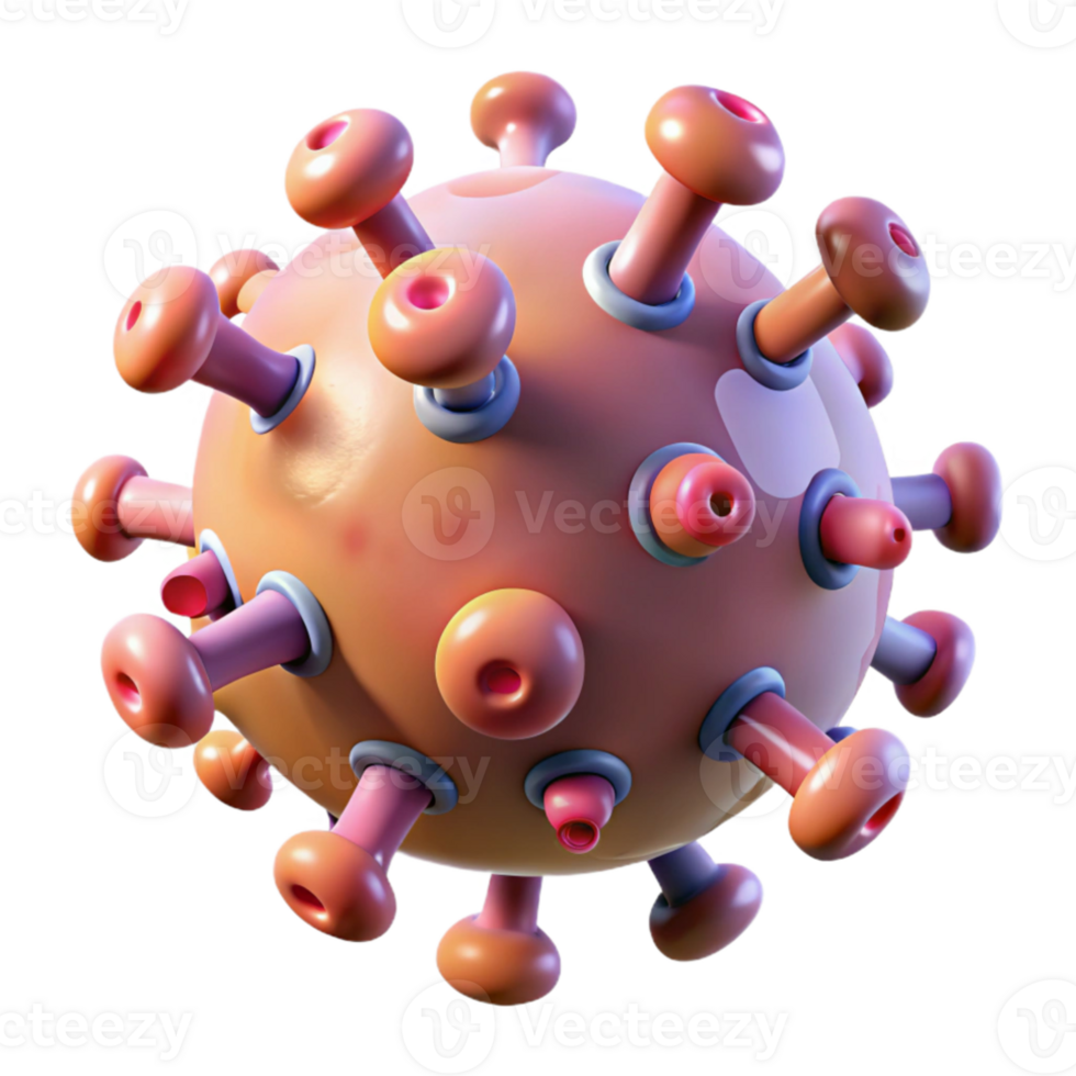 stunning rustic A microscopic view of a virus being attacked by antibodies, medical illustration style original png