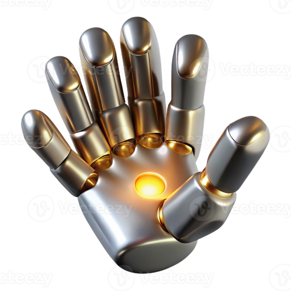 stunning minimalist A sleek, silver nanobot swarm forming the shape of a human hand, illuminated by a single ray of golden light, rendered in a hyperrealistic style premium png