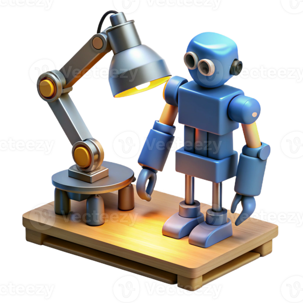 vibrant traditional A disassembled robot scattered across a workbench, lit by the bright light of a workshop lamp, in a detailed, technical style 4K png