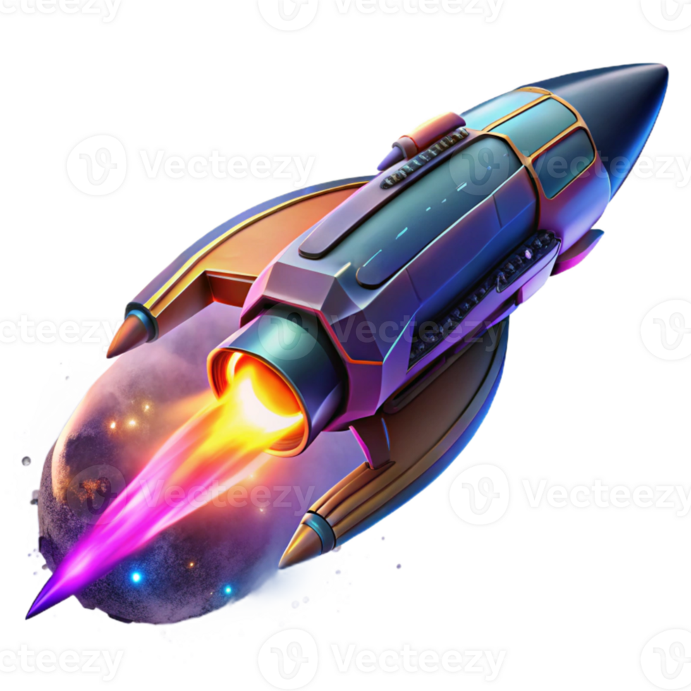 dramatic abstract A futuristic spaceship soaring through a nebula, sleek design and glowing engine trails, vibrant colors and cosmic dust, space opera style genuine png