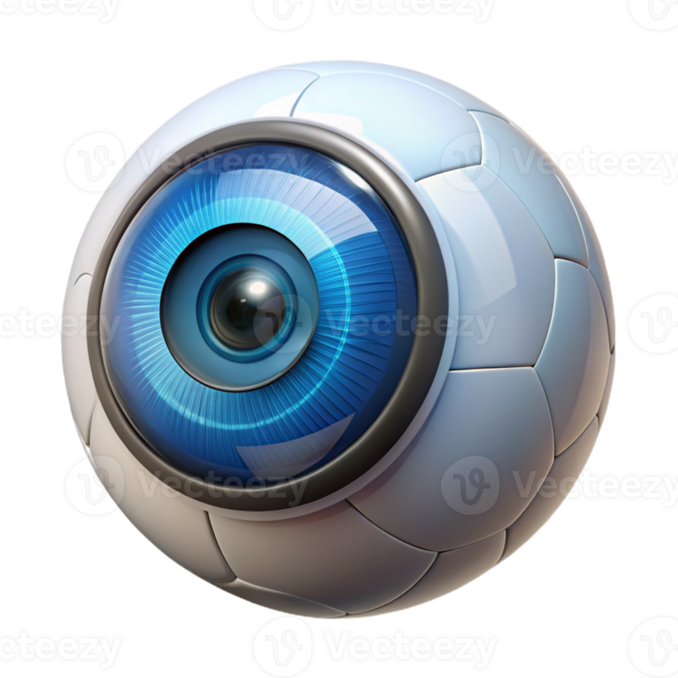 dramatic contemporary A close-up of a robotic eye, intricate details visible in the iris and lens, illuminated by a bright, white light. Photorealistic style premium png