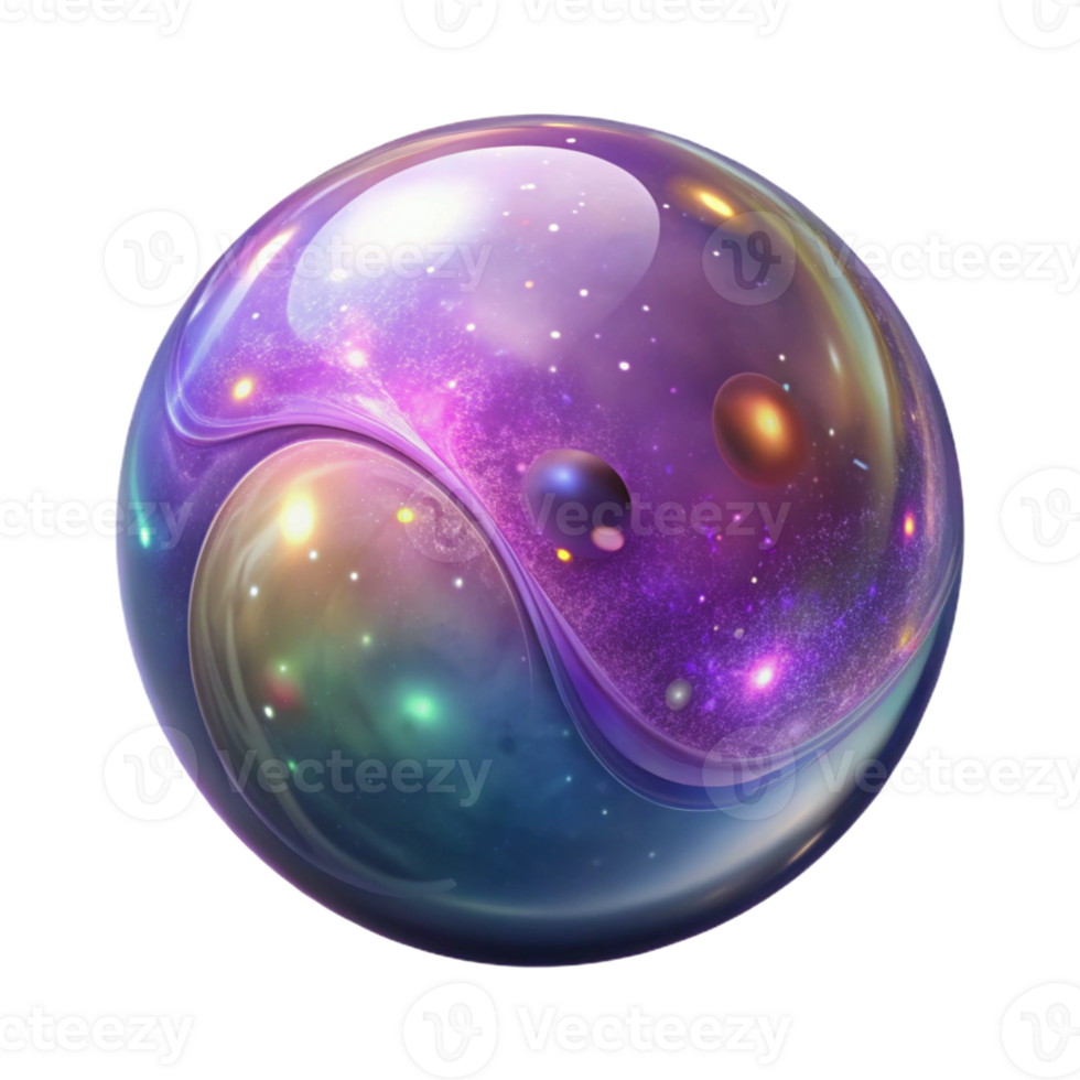 magnificent modern A giant, iridescent bubble filled with swirling galaxies and nebulae, in a cosmic art style, 4K png