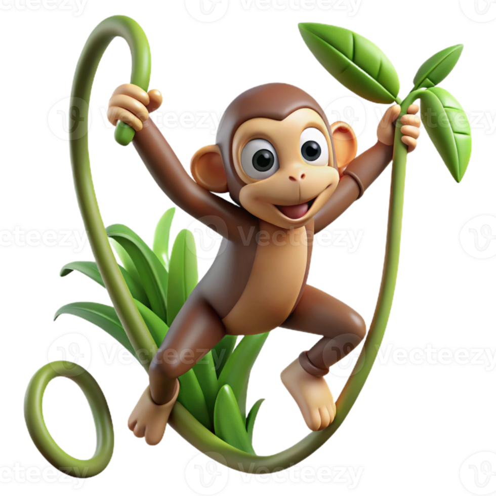 extraordinary rustic A curious monkey swinging through jungle vines, dynamic pose, comic book style exclusive png