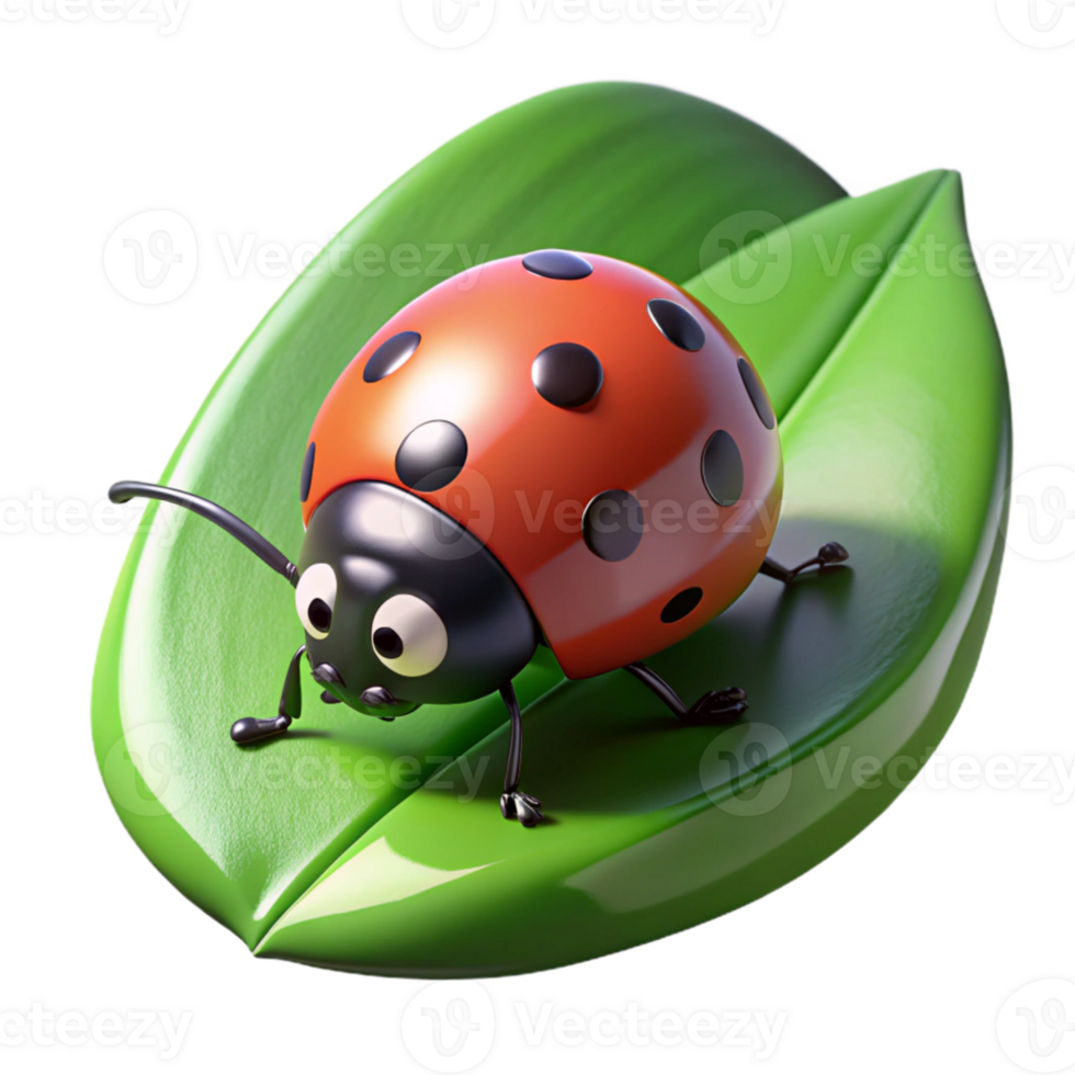 magnificent vintage A tiny ladybug crawling on a green leaf, illuminated by macro photography lighting, hyperrealistic style professional png