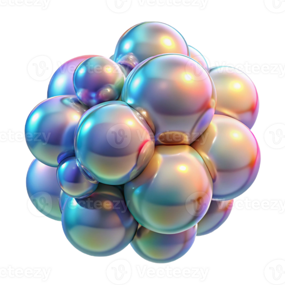 elegant classic A cluster of iridescent bubbles, floating in zero gravity, illuminated by a soft, rainbow light exclusive png