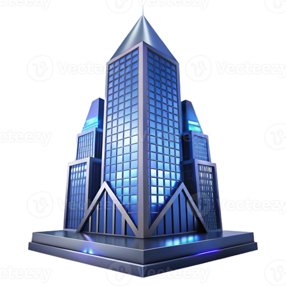 stunning contemporary Modern skyscraper at night, illuminated windows, geometric design, urban landscape, long exposure photography high quality png