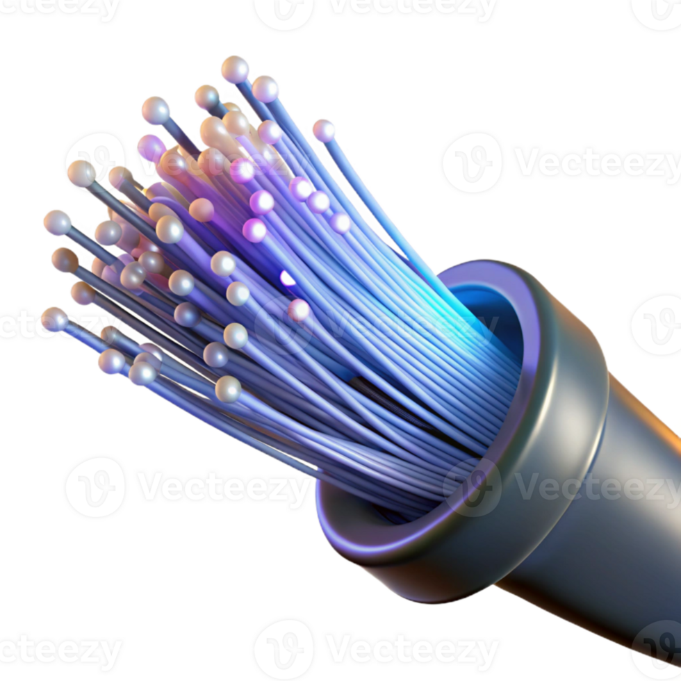 serene vintage A close-up of a fiber optic cable transmitting data, with strands of light glowing within. Abstract, technological style detailed png