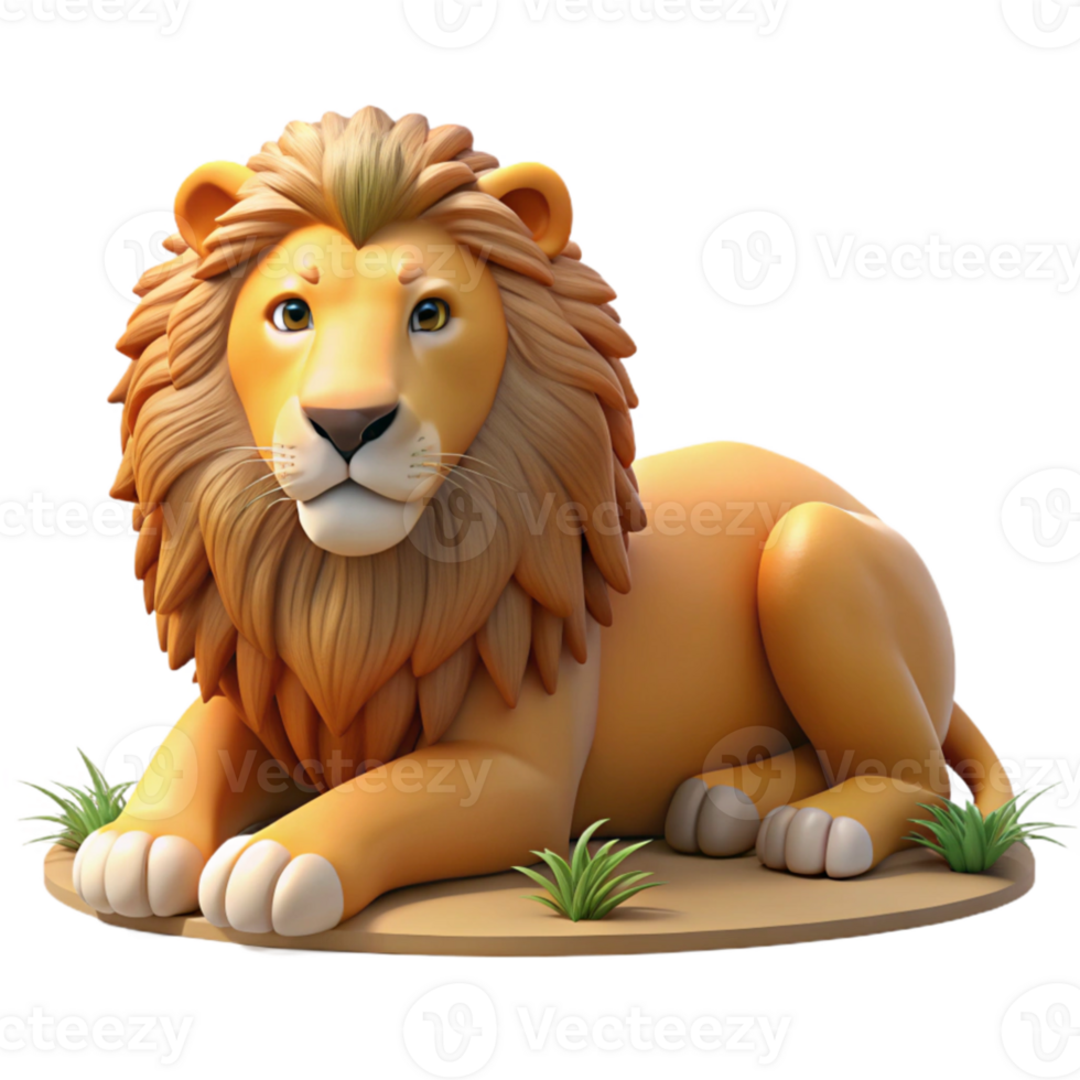 elegant creative A regal lion resting in the savanna, lit by the warm African sun, realistic style professional png