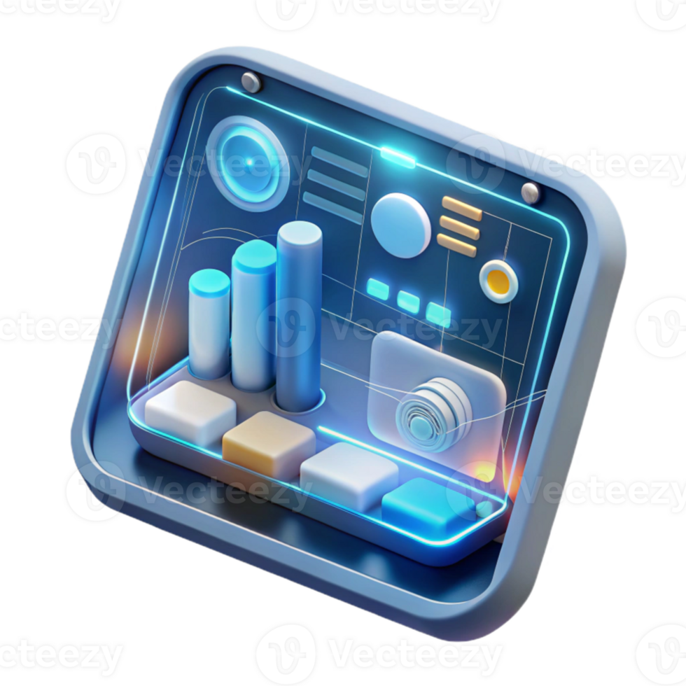 vibrant classic A close-up of a futuristic touch screen interface displaying complex data visualizations, illuminated by the bright, white light of the screen. Minimalist style genuine png