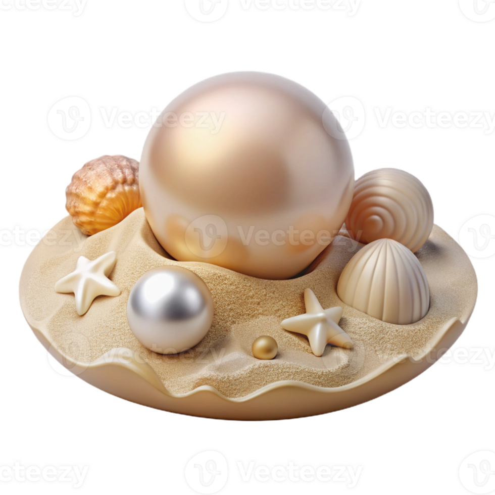 dramatic traditional A single pearl resting on the seabed, surrounded by sand and shells, simple, minimalist style professional png