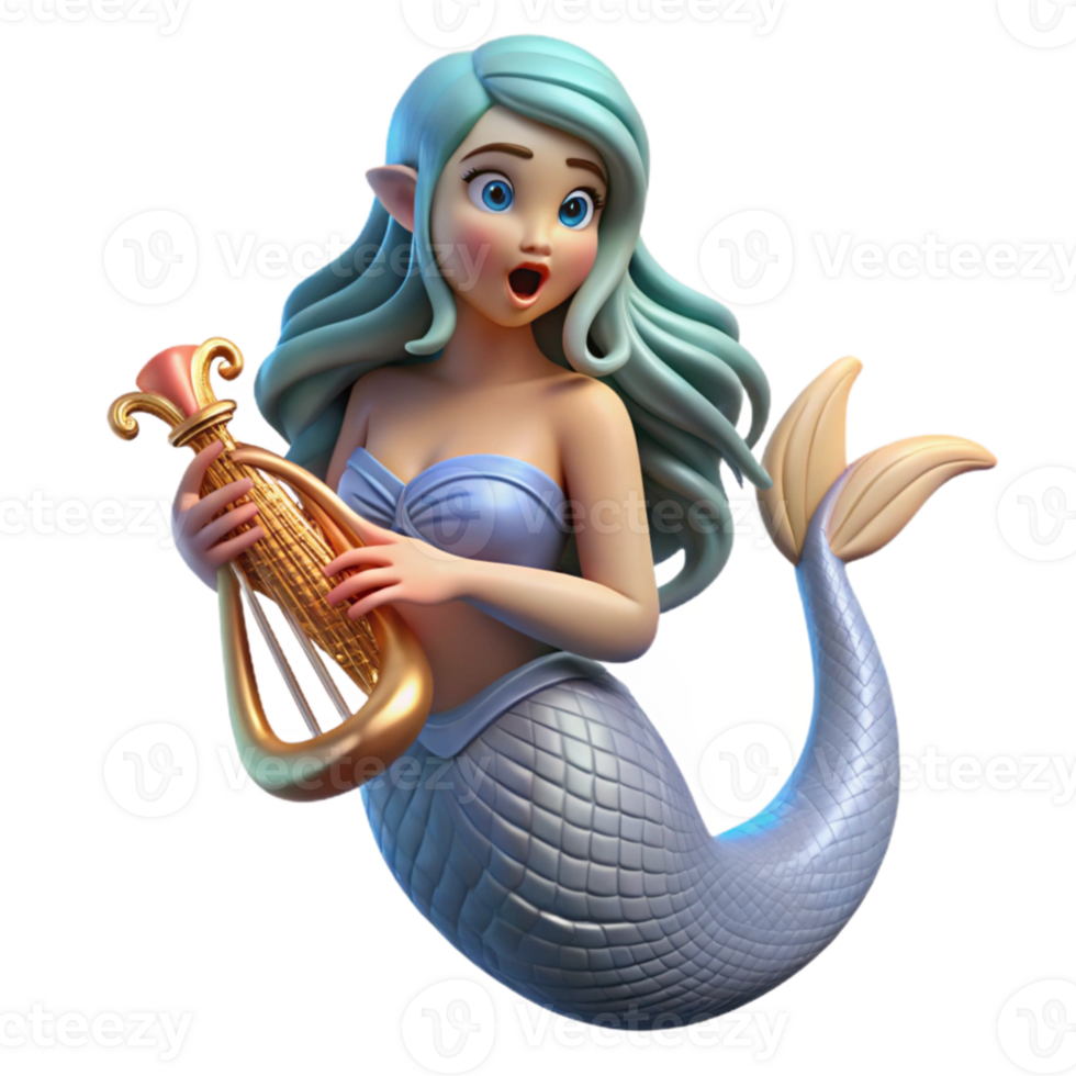 impressive artistic A beautiful siren with enchanting voice, luring sailors to their doom with a haunting melody. Pre-Raphaelite style 4K png