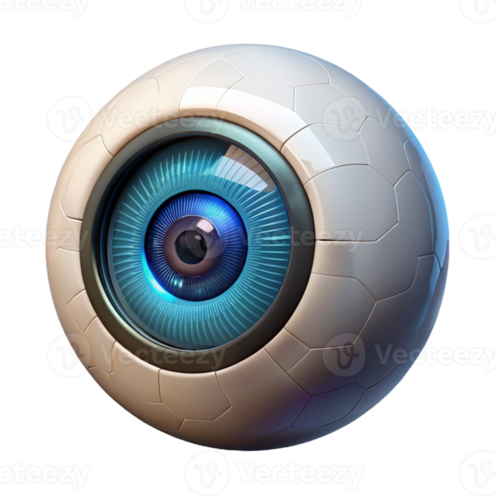magnificent contemporary A close-up of a robotic eye, intricate details visible in the iris and lens, illuminated by a bright, white light. Photorealistic style premium png