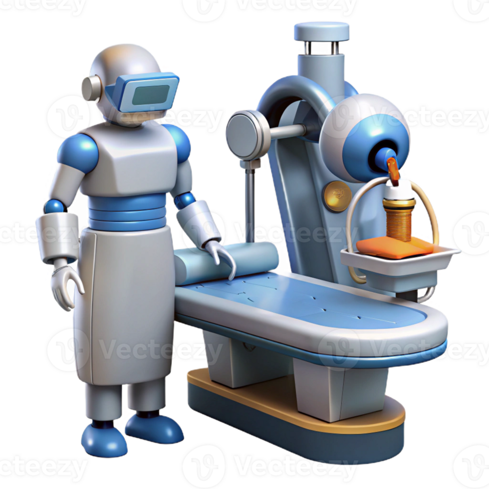 stunning classic A futuristic surgical robot performing an operation, precise movements, sterile environment, medical science fiction style genuine png