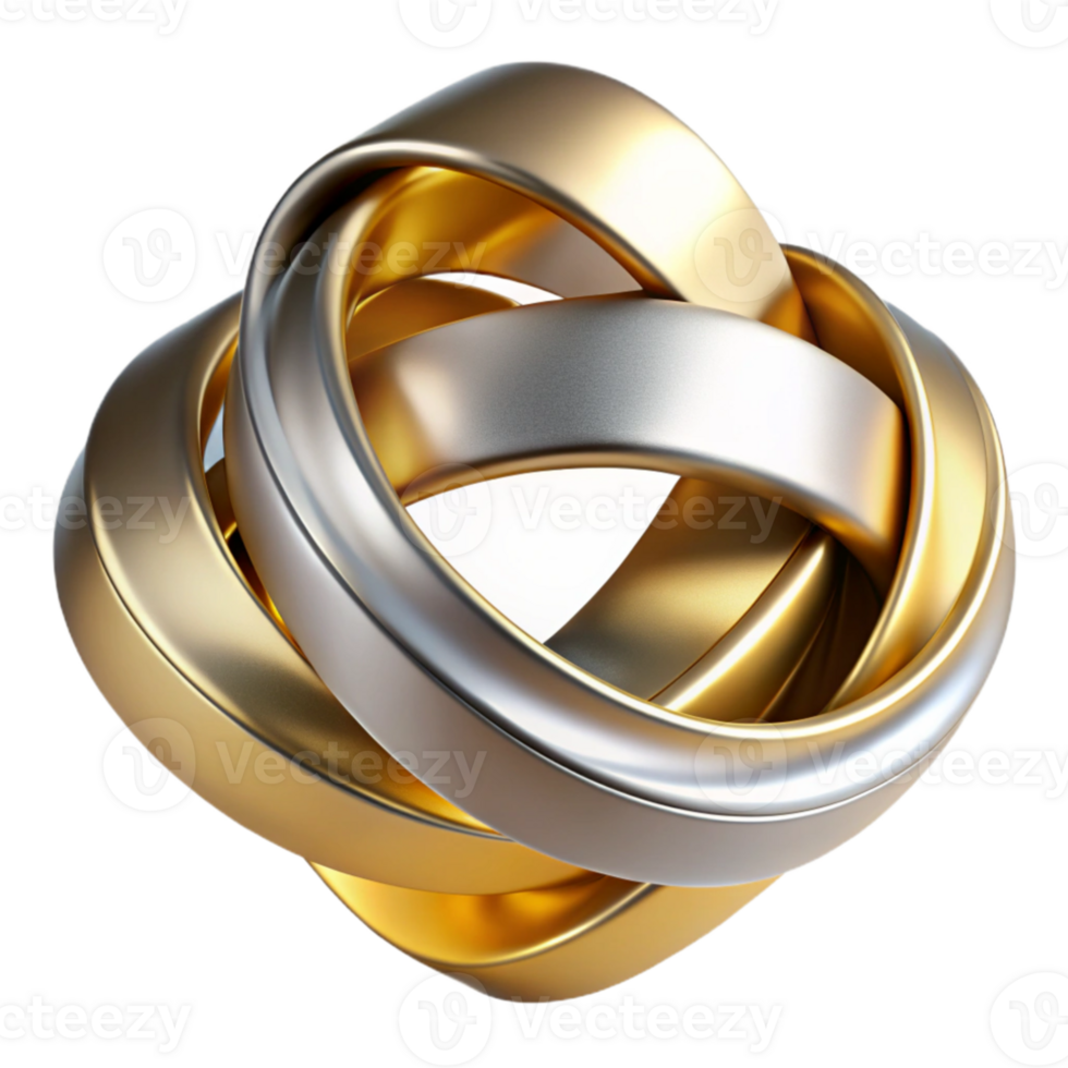 wonderful abstract Intertwined metallic ribbons in shades of gold and silver, reflecting a warm, ambient light, rendered in a hyperrealistic style detailed png