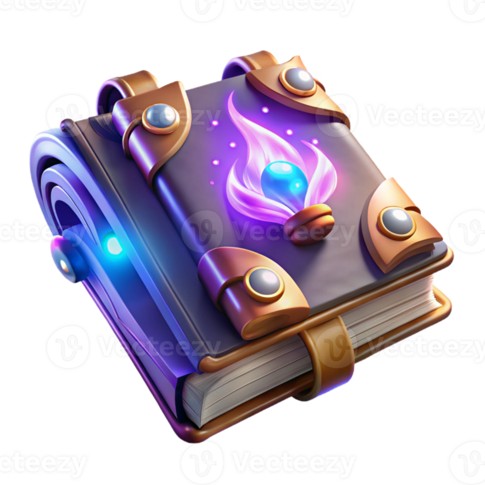 impressive minimalist A powerful spellbook filled with arcane knowledge, glowing symbols, fantasy art high resolution png