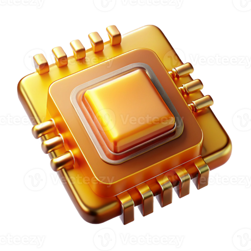 elegant creative A close-up of a microchip with intricate circuits, reflecting a golden, warm light. Macro photography, technological style professional png
