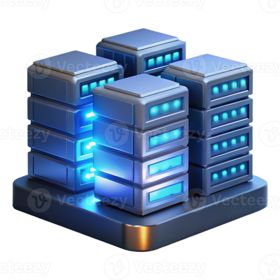 serene artistic A data center with rows of servers and flashing lights, cool blue lighting, technological art style professional png