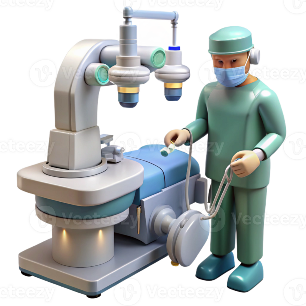wonderful modern A robotic surgeon performing a complex operation, sterile, clinical lighting, medical illustration style exclusive png