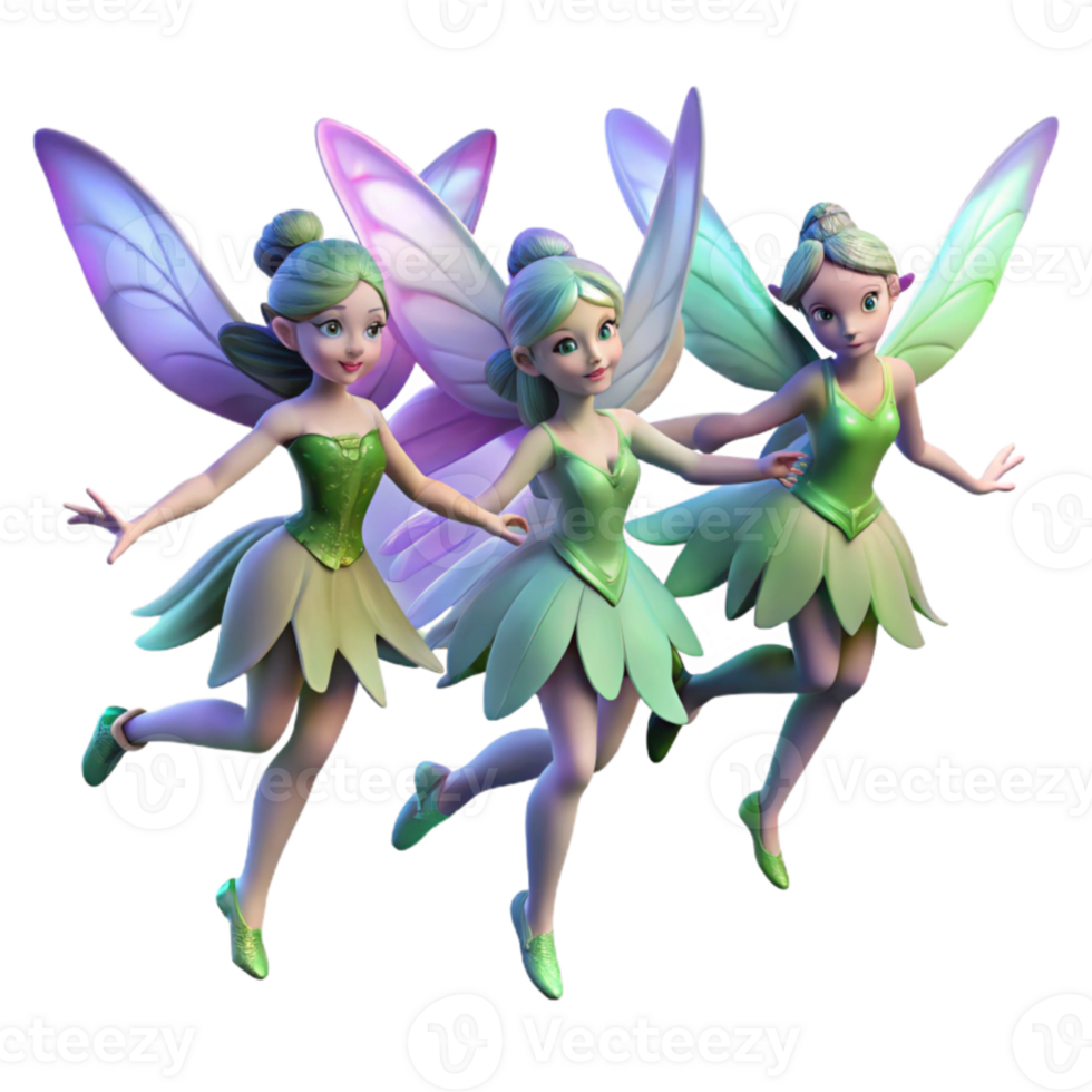 stunning rustic A group of fairies dancing in a moonlit glade, their wings shimmering with iridescent colors. Dreamlike fantasy art style high quality png