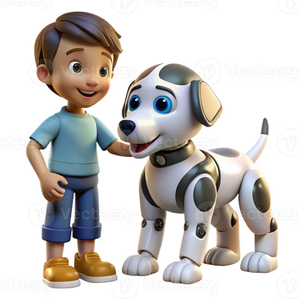 stunning abstract A robotic dog interacting with a child, warm, friendly lighting, Pixar-style animation original png