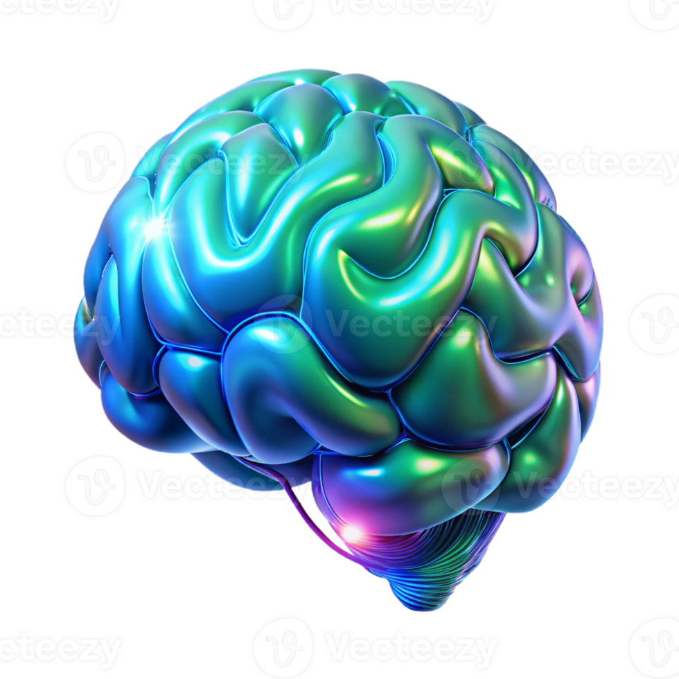 impressive classic A holographic projection of a human brain, rotating slowly, complex neural networks pulsing with light, cool blue and green hues, digital art style premium png
