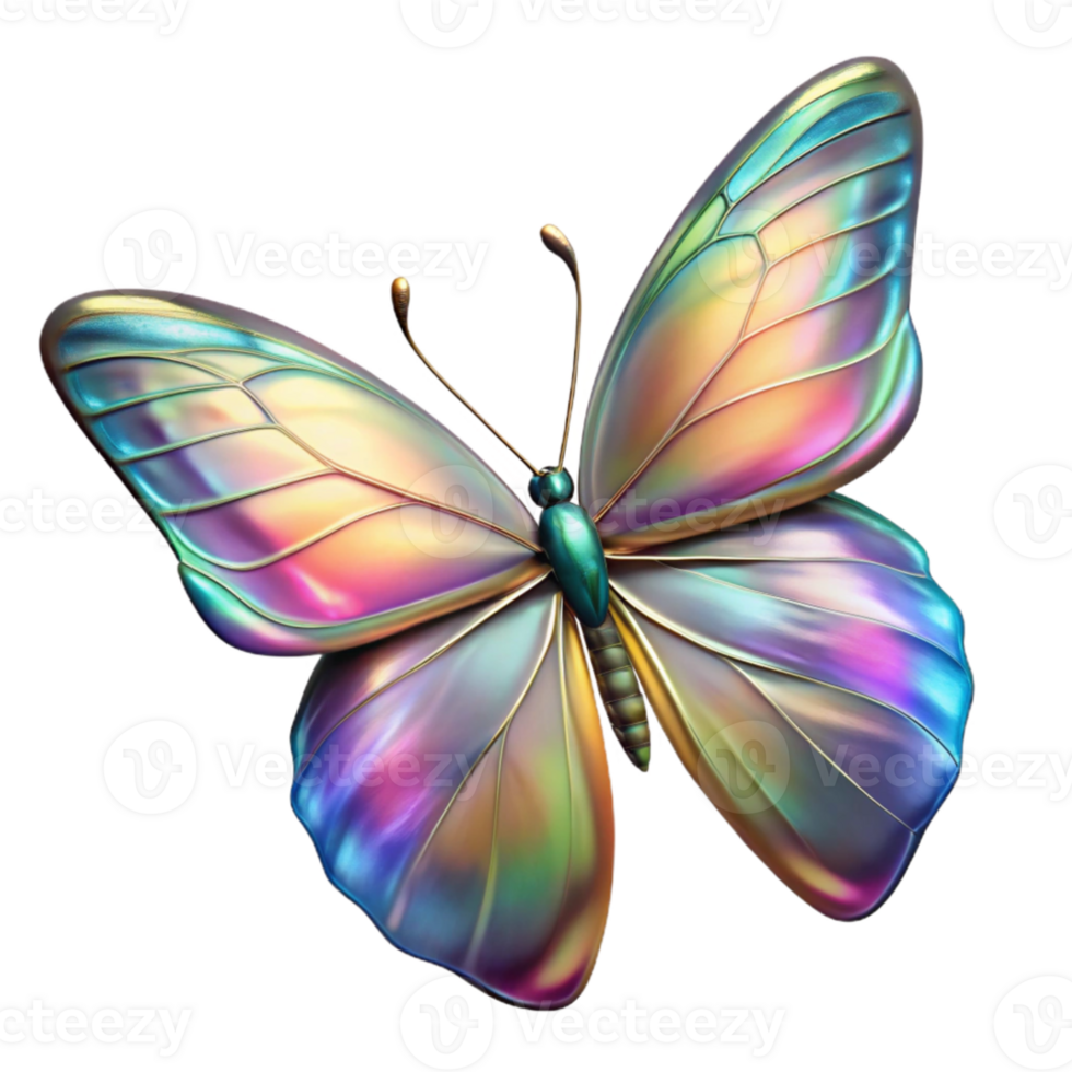 serene minimalist Portrait of a delicate butterfly with iridescent wings, lit by sunlight, macro photography style high quality png