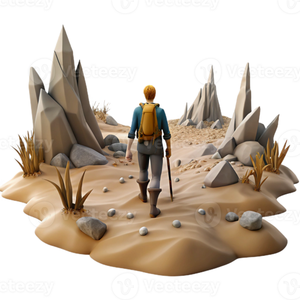 wonderful contemporary A lone wanderer traversing a desolate wasteland, apocalyptic setting, fantasy art exclusive png