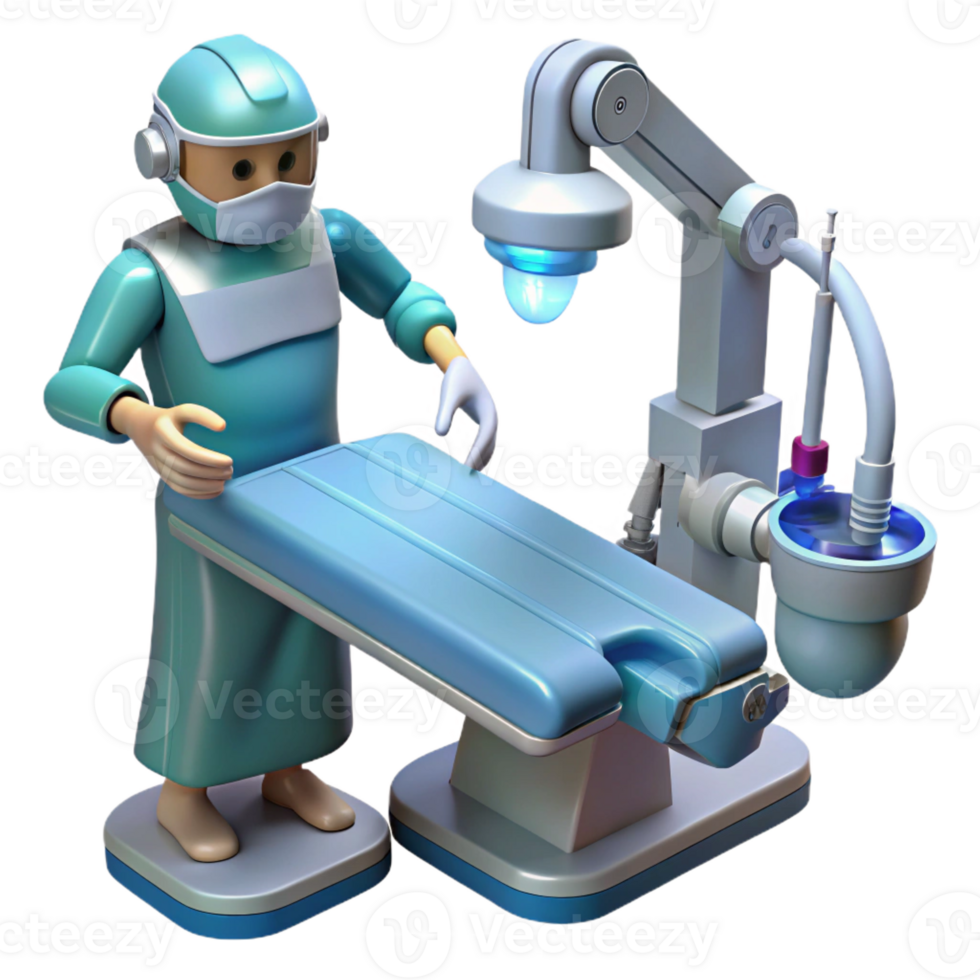 impressive creative A robotic surgeon performing a delicate operation with laser scalpels, precise movements illuminated by surgical lighting authentic png