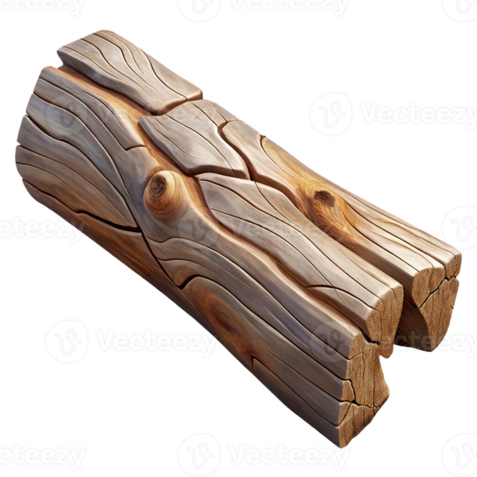 dramatic artistic A cracked piece of driftwood, weathered texture, beach setting, realistic style 4K png