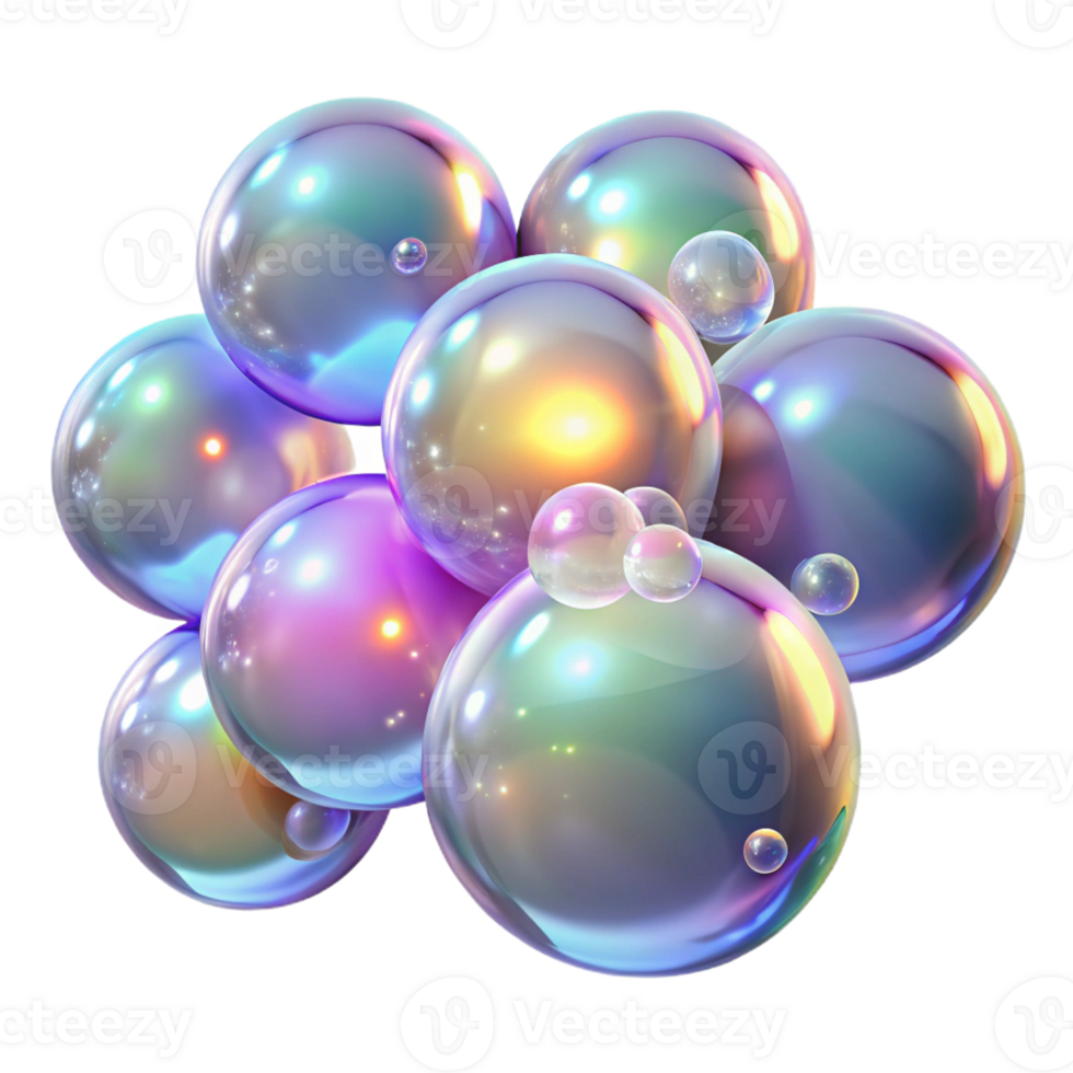 beautiful minimalist A field of shimmering, iridescent bubbles, illuminated by a bright, celestial light, with a magical, ethereal feel high quality png