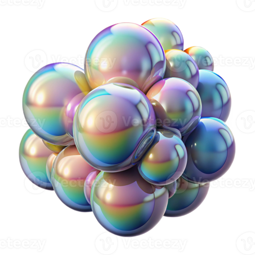 stunning artistic A cluster of iridescent bubbles floating in zero gravity, illuminated by a rainbow spectrum of light, soap bubble art style premium png