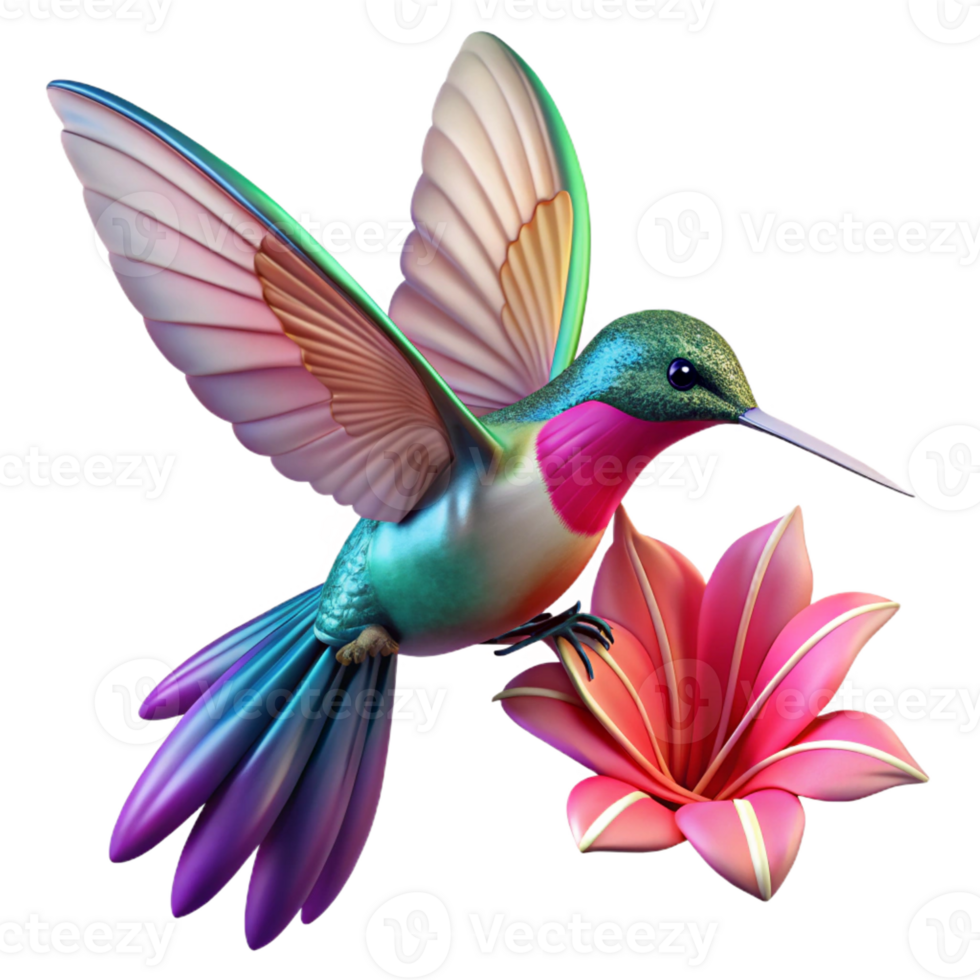 elegant abstract Close-up of a hummingbird hovering near a vibrant fuchsia flower, iridescent feathers, dynamic pose, nature photography, high quality png