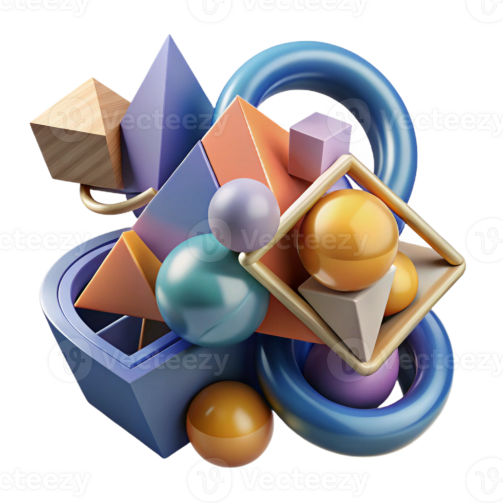 beautiful contemporary A dynamic composition of overlapping, geometric shapes, creating a sense of depth and dimension, in a minimalist, abstract style detailed png