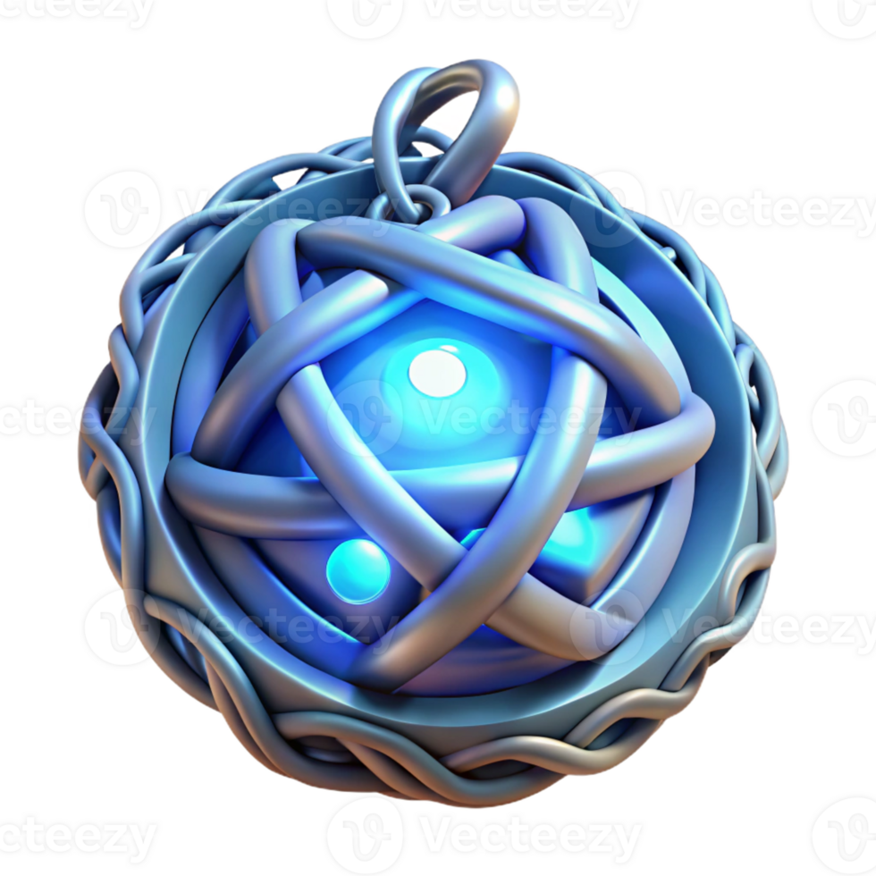 elegant rustic A mystical amulet with intricate Celtic knotwork, glowing with a soft blue light, soft lighting, fantasy art style premium png