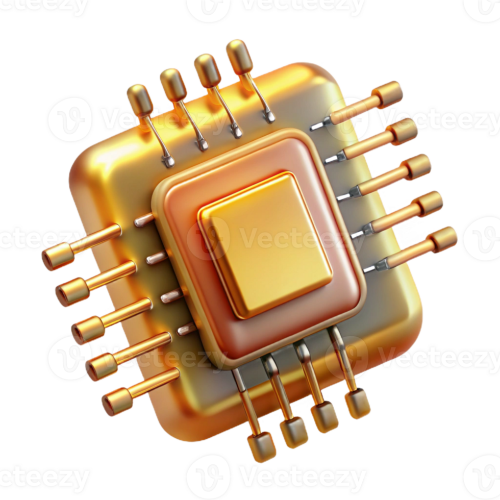 beautiful vintage A close-up of a microchip with intricate circuits, reflecting a golden, warm light. Macro photography, technological style genuine png