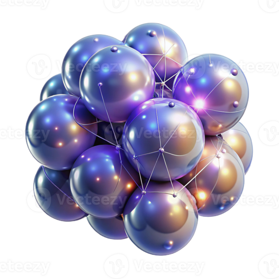 extraordinary creative A cluster of glowing orbs, connected by shimmering threads, in a cosmic, ethereal style professional png
