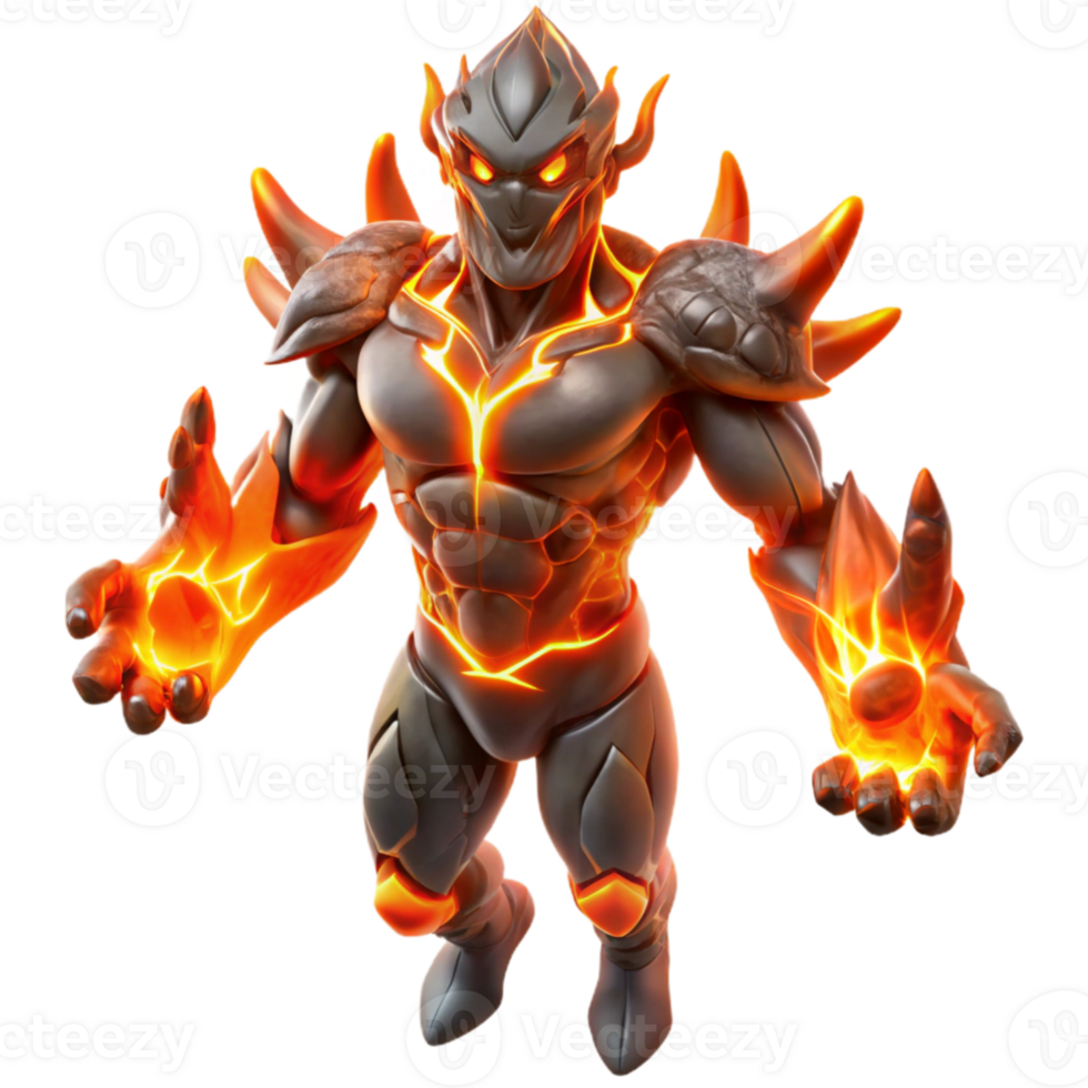 magnificent contemporary A powerful elemental being made of fire, surrounded by flames, illuminated by its own internal glow. Abstract fantasy, digital art style genuine png