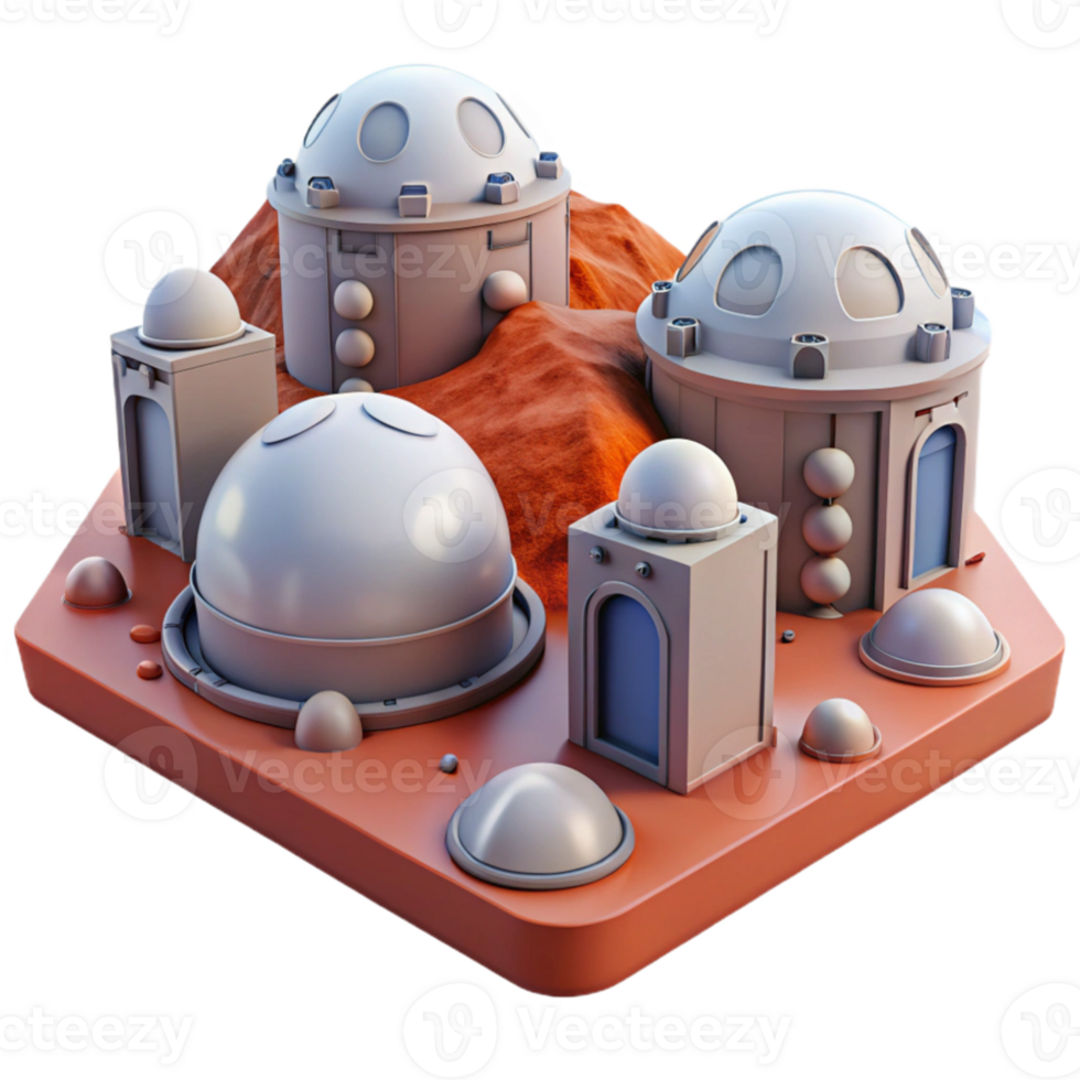 serene rustic Mars colony habitat, modular structures, red Martian landscape, daytime lighting, science fiction art original png