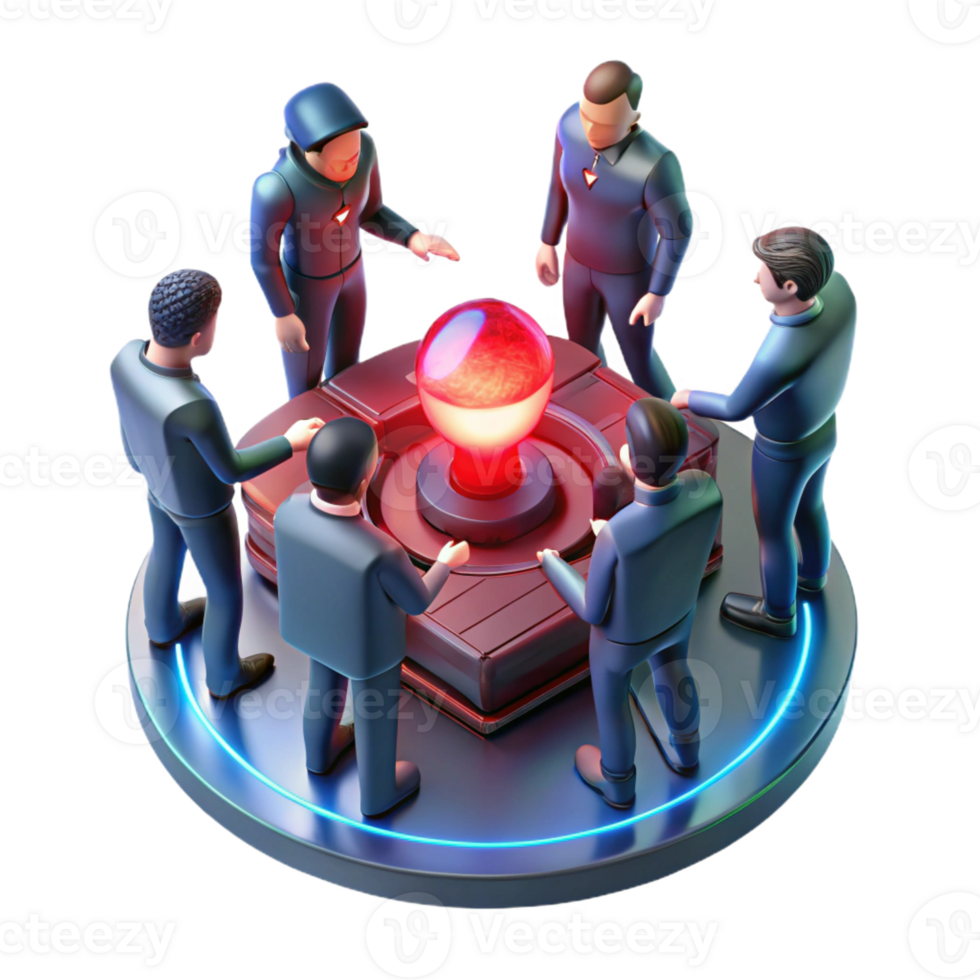 impressive artistic A group of cyberpunk rebels huddled around a flickering holographic map, planning their next move, the scene lit by a single red emergency light high quality png