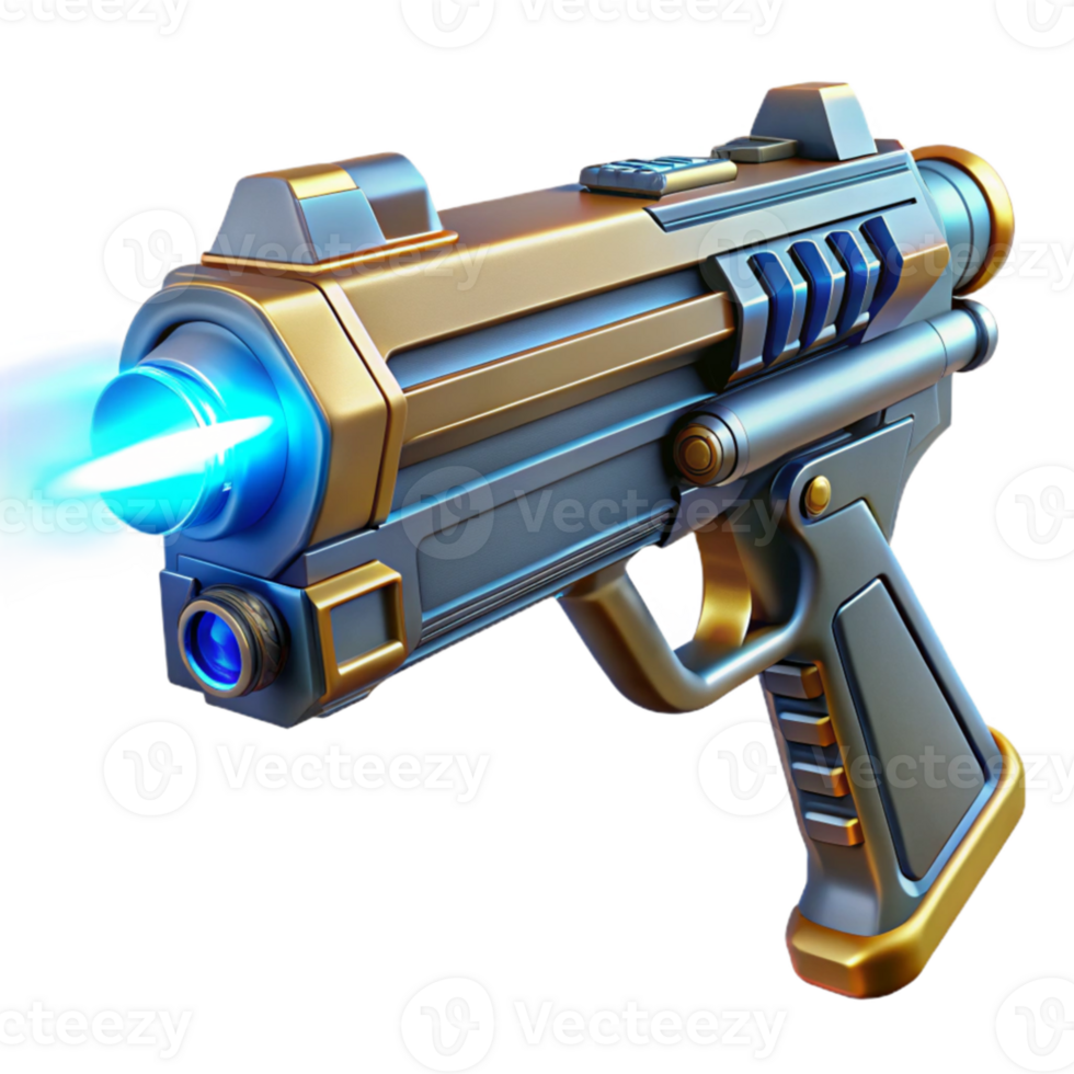 stunning rustic A futuristic gun emitting a beam of energy, intricate details of the weapon visible, illuminated by the bright light of the energy beam. Science fiction style high quality png
