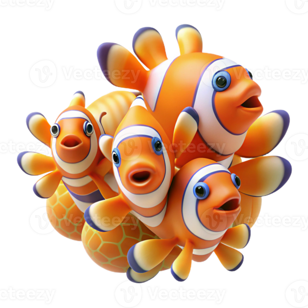 stunning classic A school of vibrant clownfish darting among anemone tentacles, underwater scene, colorful and dynamic high quality png