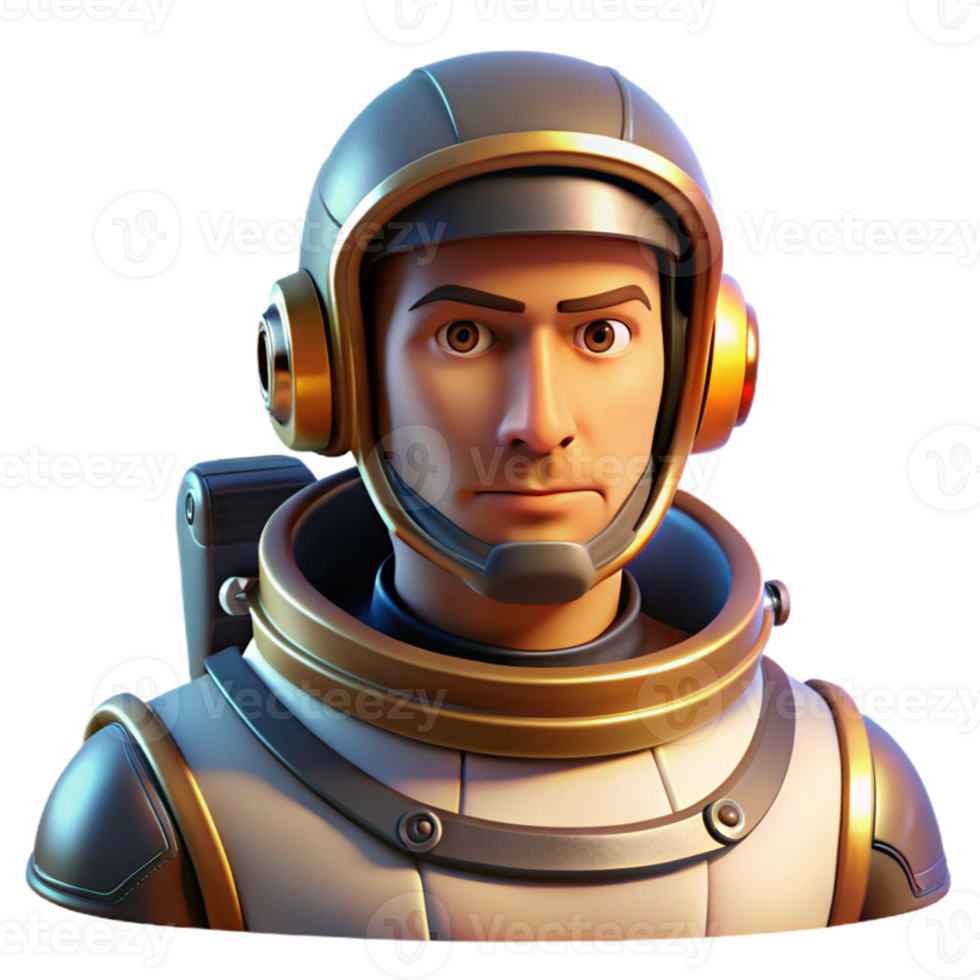 vibrant rustic Portrait of a determined astronaut in a spacesuit, lit by the harsh glare of the sun, in a science fiction style detailed png
